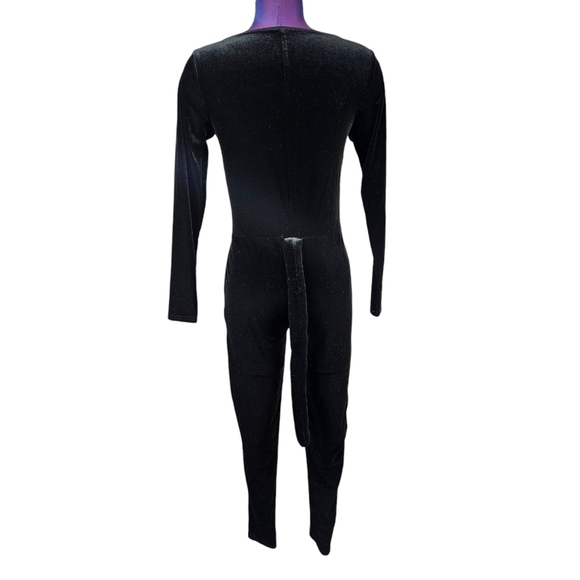Spirit Halloween Black Cat Costume Velvet Bodycon Jumpsuit Size Medium Women O81 - Picture 5 of 9